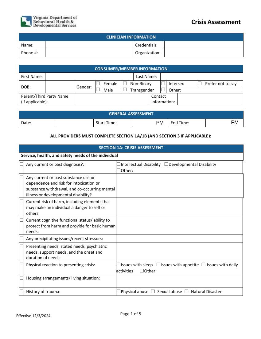 Crisis & General Assessment document preview